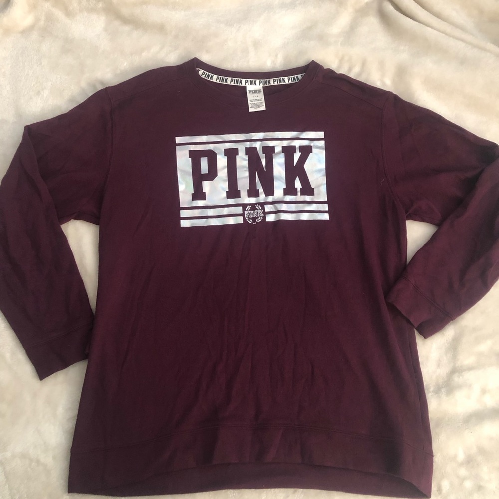 PINK Victoria's Secret Holographic Foil Logo Pullover